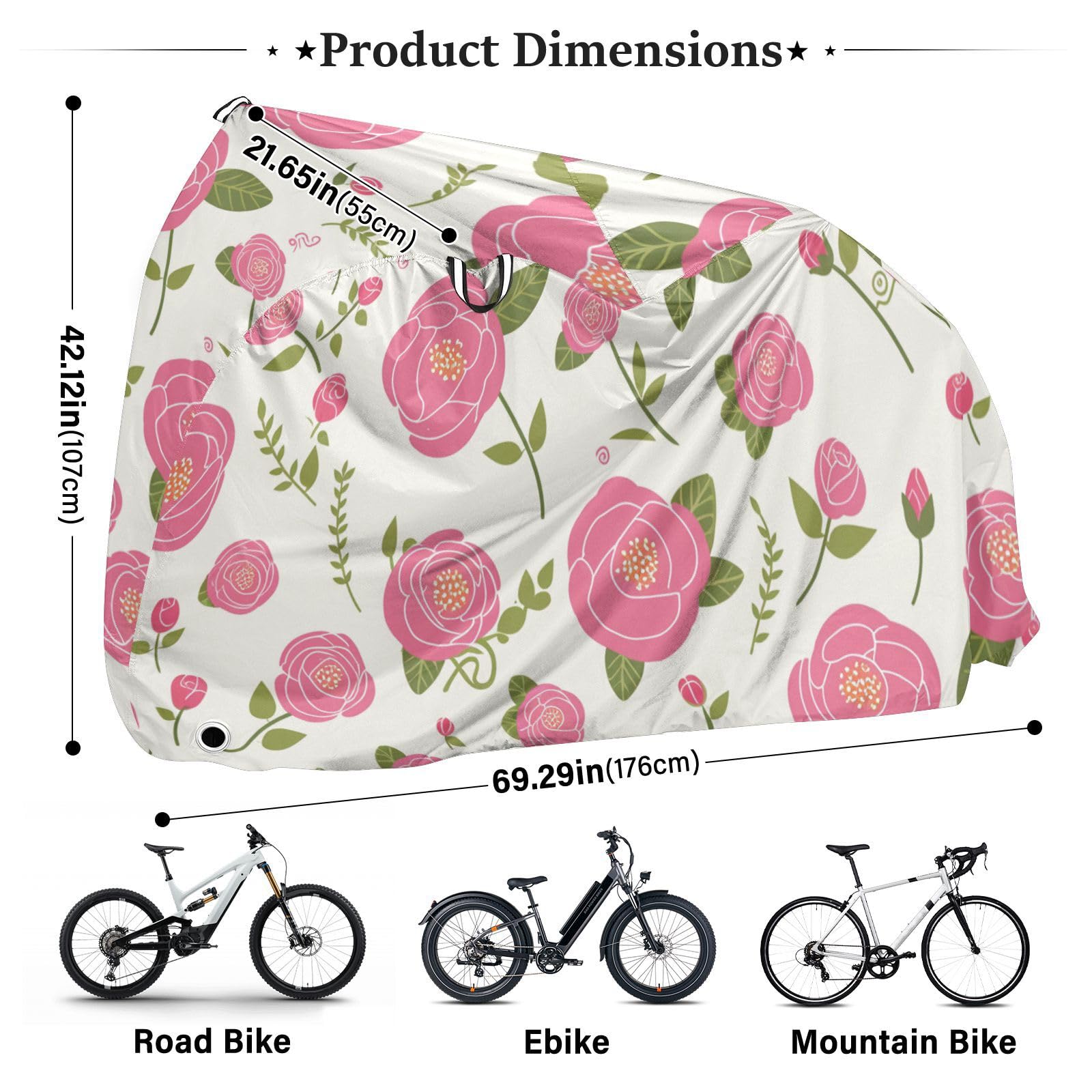 Housse de vélo imperméable avec trous de verrouillage pour intérieur ou extérieur - Convient à la plupart des vélos de vélo - Rose pêche