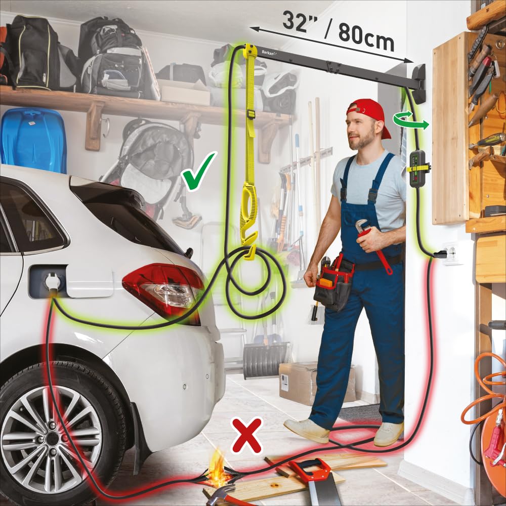 Barkan Cable de Carga EV Protector de Pared de 32 Pulgadas, Revestimiento de Zinc Resistente a la Intemperie para Interiores y Exteriores, para Cable de vehículo eléctrico