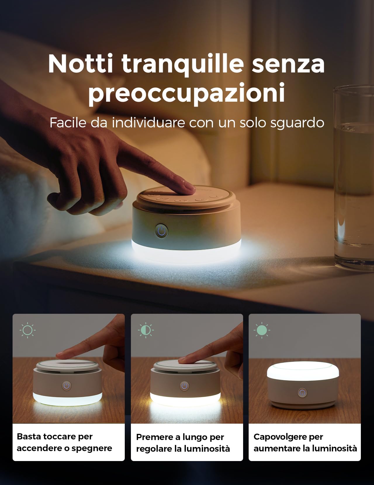 Momcozy Sound Machine - 20 Suoni Rilassanti & Luce Touch, Rumore Bianco Portatile per Bambini e Adulti con Timer del Sonno e Memoria | Compagna di Viaggio Perfetta & Must-Have per la Cameretta