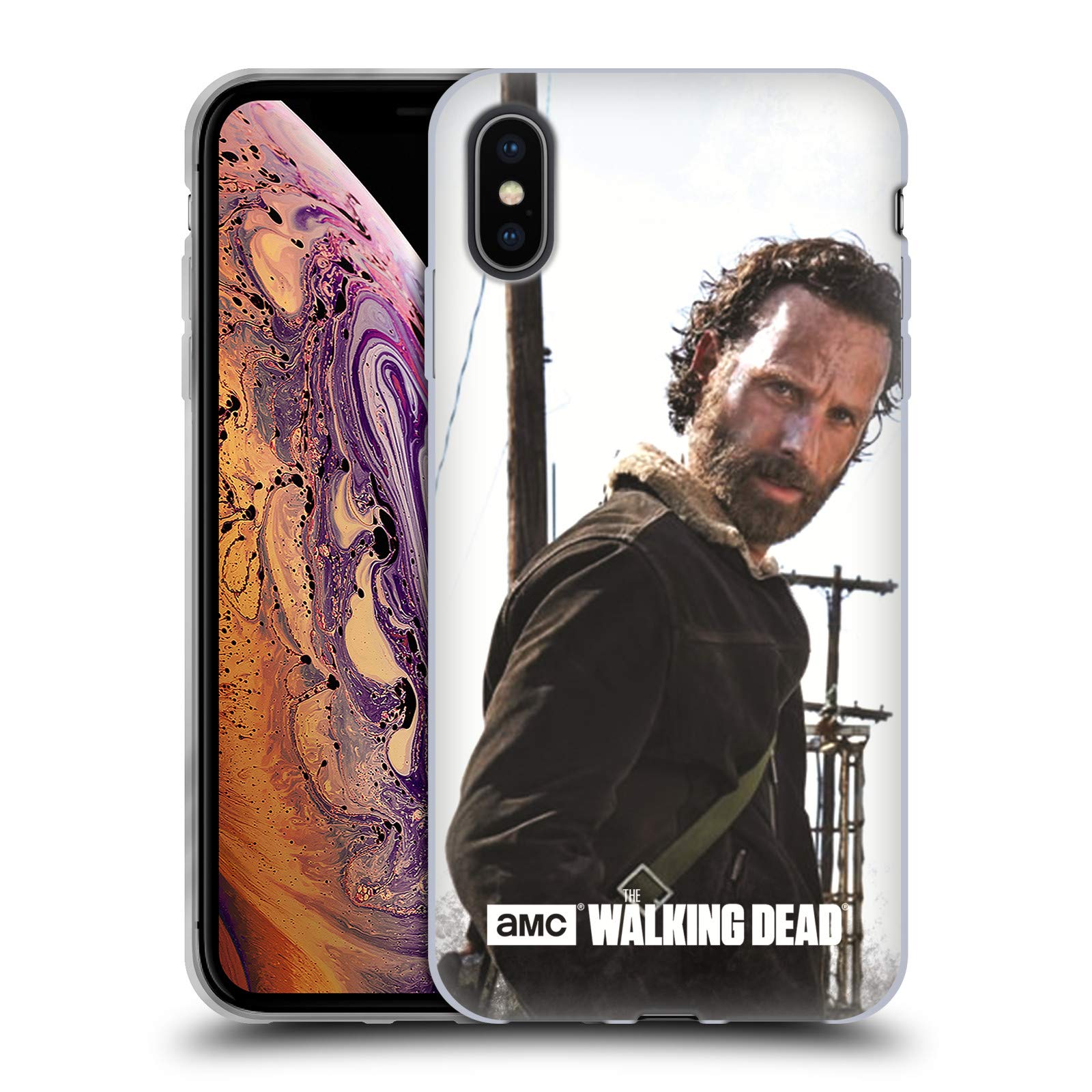 Head Case DesignsOfficially Licensed AMC The Walking Dead Rick Gun Filtered Characters Soft Gel Case Compatible with Apple iPhone Xs Max