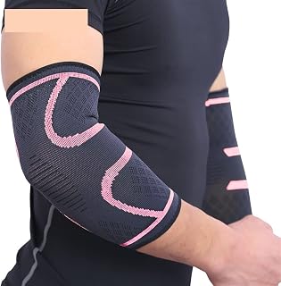 Elbow Wraps 1 Pair Elastic Elbow Pads Basketball Tennis Elbow Support Protector Gear Breathable Elbow Brace Sport Safety Accessories(Pink,Medium)