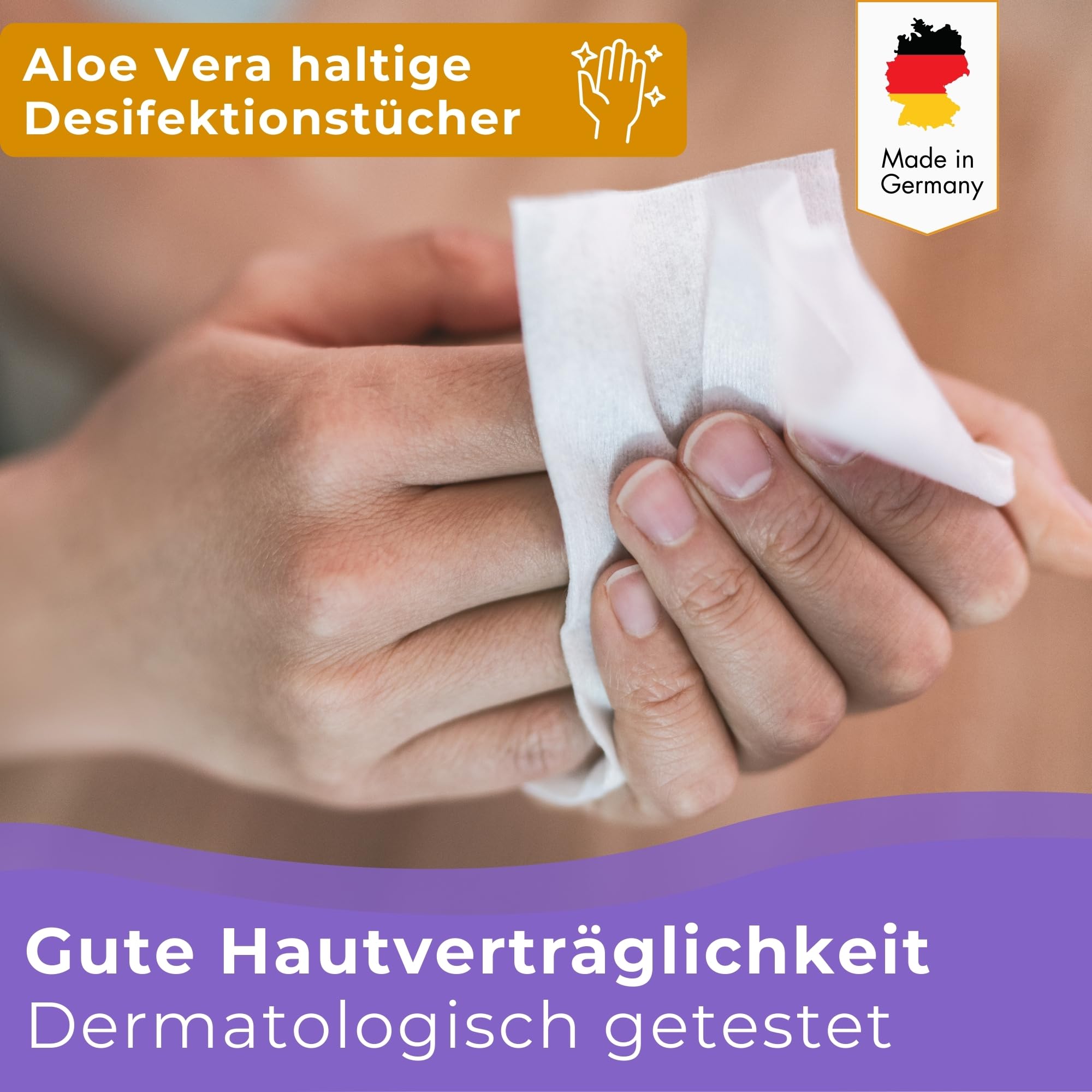 Dr Deppe Lotio 2in1 - Desinfektionstücher für Hände & Flächen mit Aloe Vera 100% biologisch abbaubar, aus nachwachsenden Rohstoffen für die einfache und schnelle Beseitigung von Bakterien und Viren