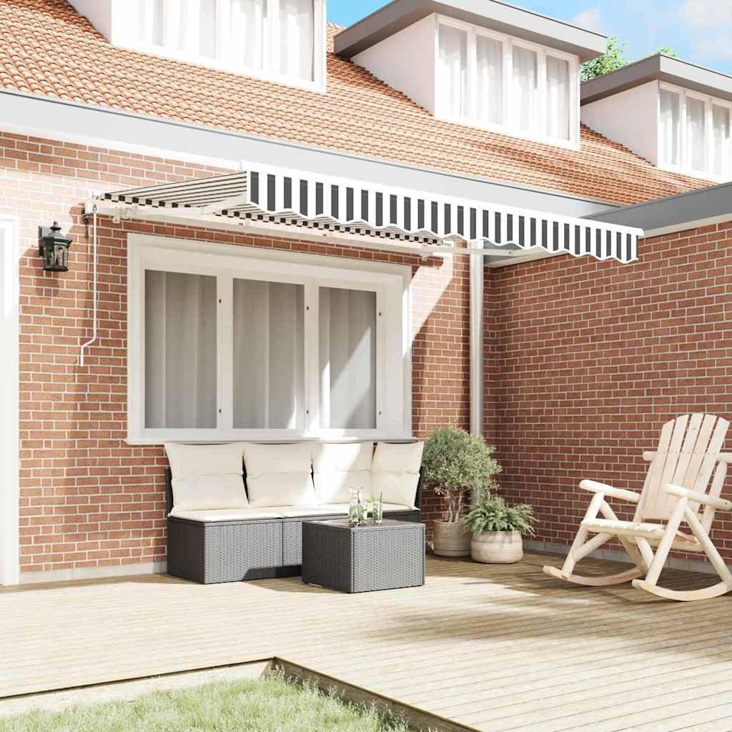 Toldo retráctil antracita 350 x 200 cm con mando a distancia – Toldo eléctrico articulado con marco de aluminio y funda de tela para jardín, terraza y patio