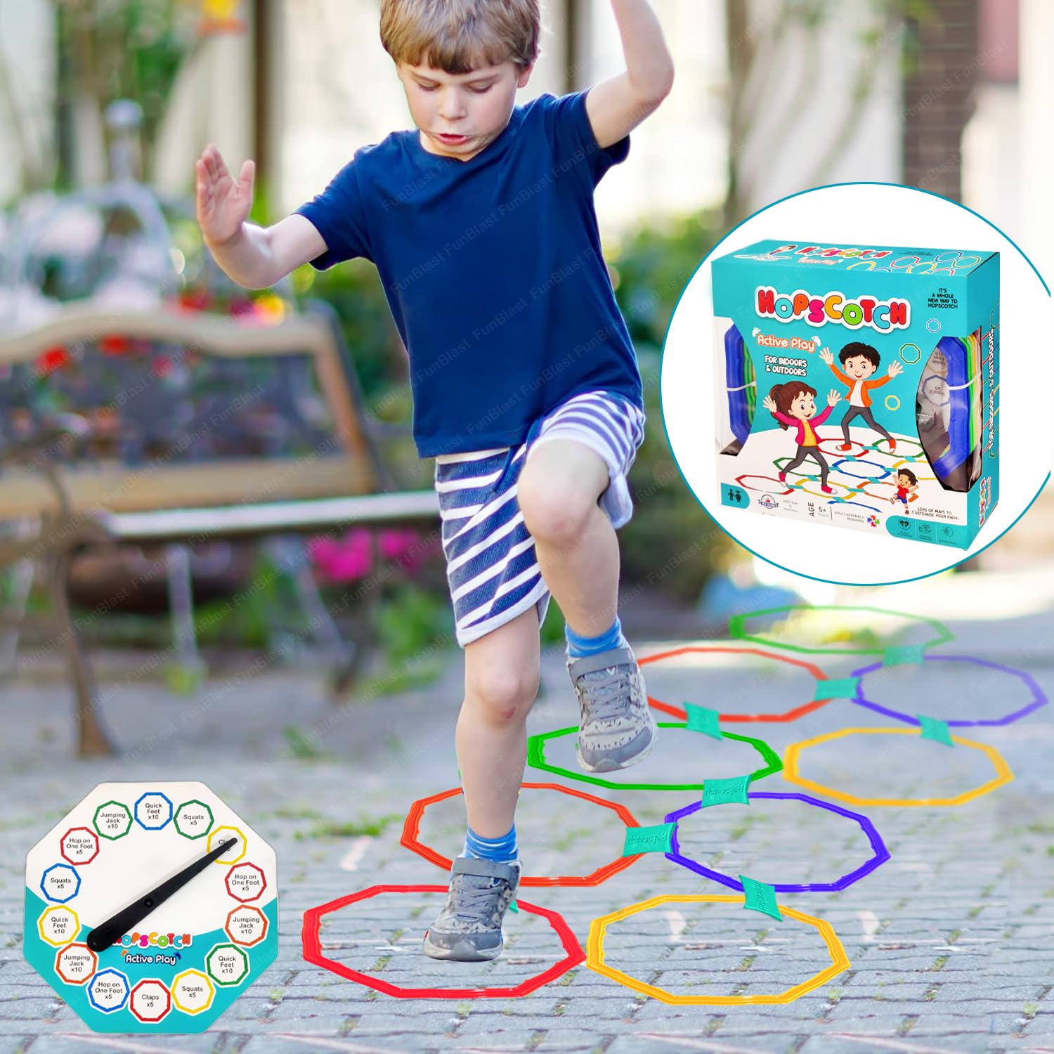 FunBlast Hopscotch Games for Girls, Active Indoor Rings Game for Kids – Kids Jumping Ring Game, Educational Colorful Rings for Kid, Indoor and Outdoor Games for Kid (Multicolor) - Image 8 thumbnail