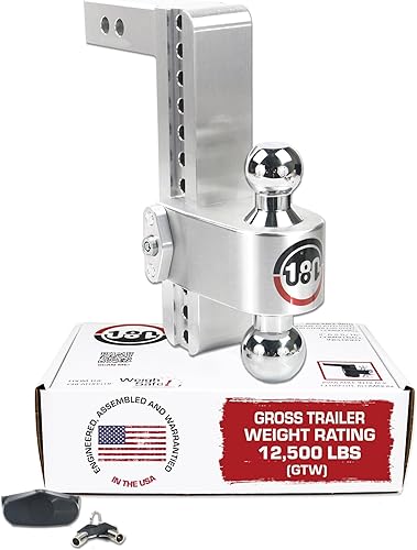 Vista 32 de Weigh Safe Enganche de remolque de 180 grados, enganche de remolque ajustable para remolque, compatible con receptores de 2 pulgadas, caída de 10