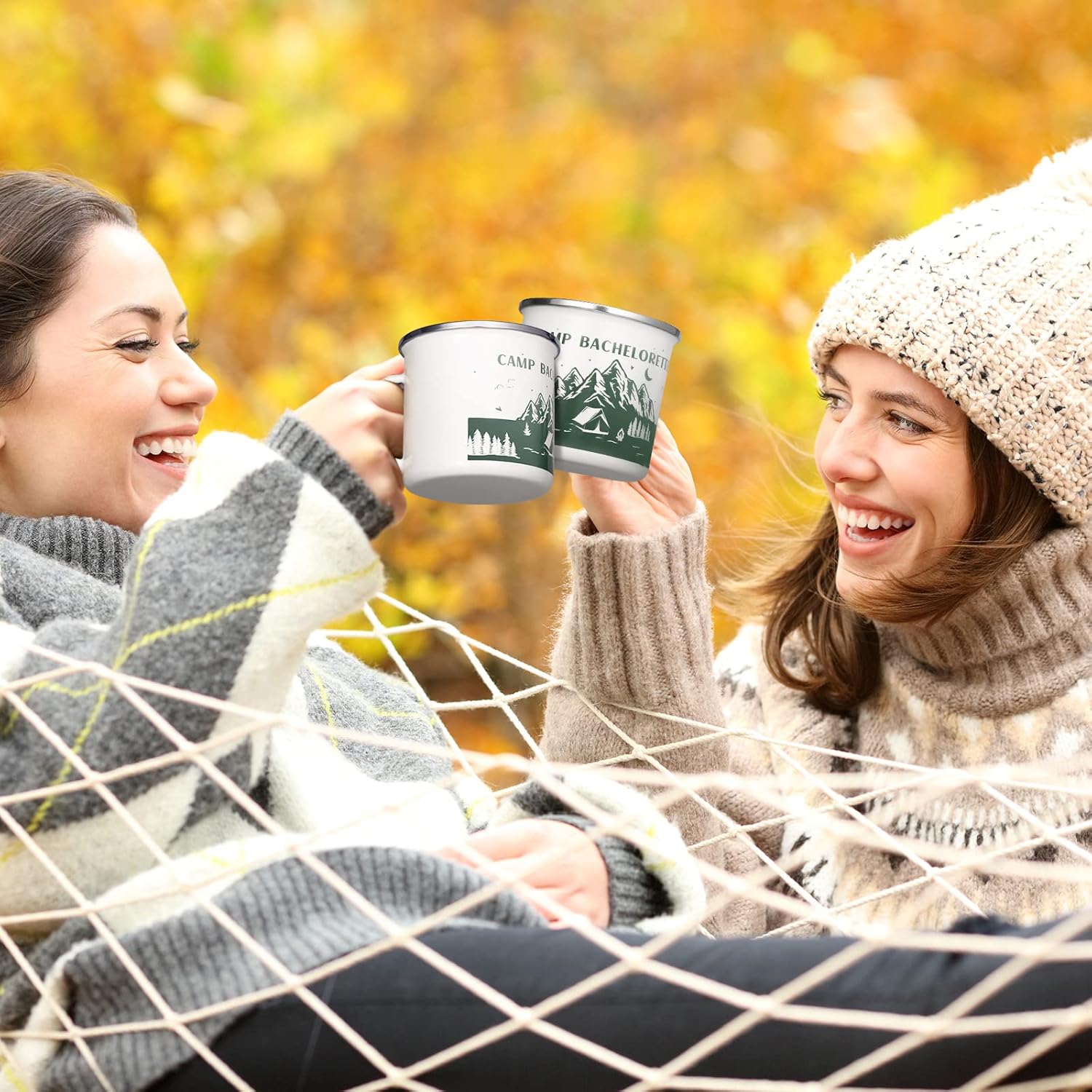 Yaomiao 12 Pcs Camp Bachelorette Decorations Enamel Mugs Portable Smooth Rim Enamel Mug for Bridesmaids Bridal Wedding Gifts Friend Mug Bachelorette Party Gift (Green Camp Bachelorette)