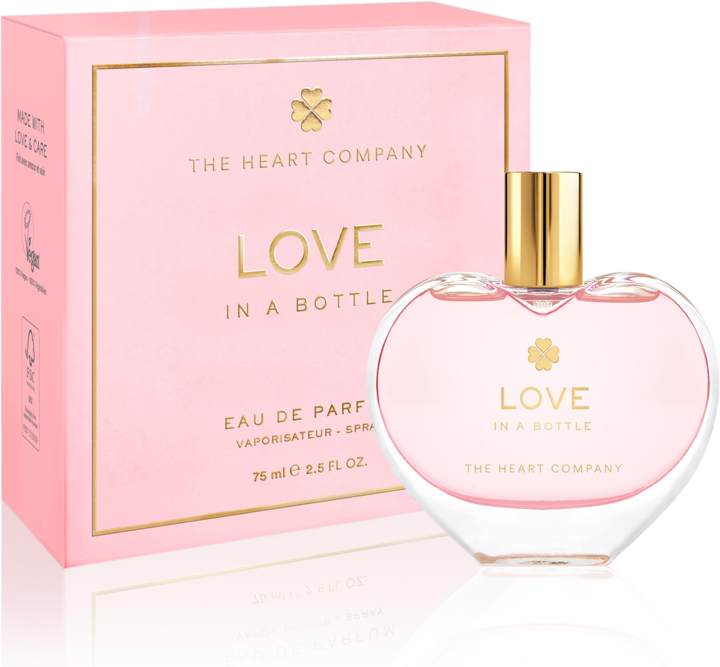 THE HEART COMPANY LOVE in a bottle | Floral & Sweet Perfume for Women | Vegan & Eco-friendly Women's Eau de Parfum | Romantic Fragrance for Her - 75ml - 2.5 fl oz.