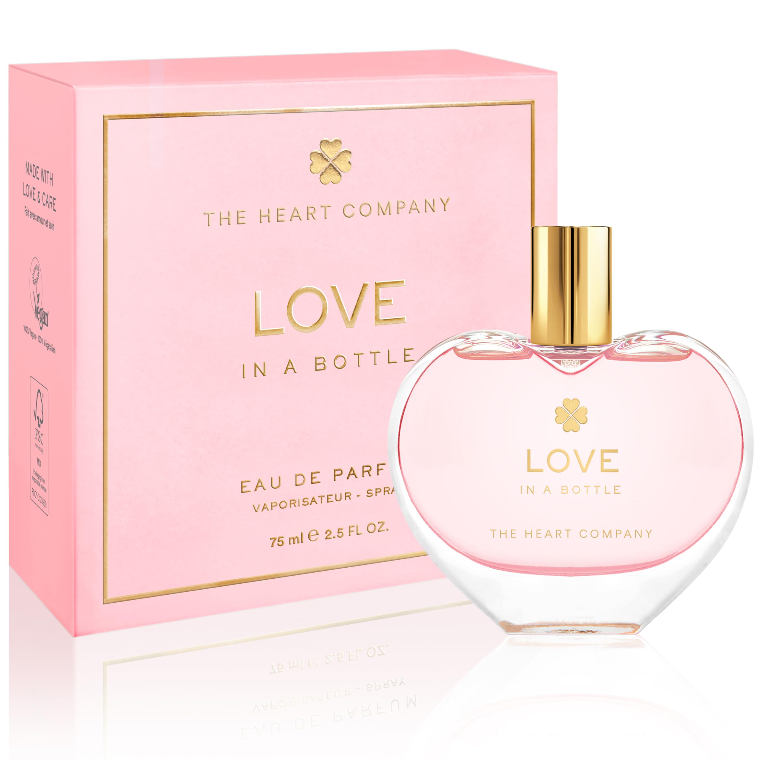THE HEART COMPANY LOVE in a bottle | Floral & Sweet Perfume for Women | Vegan & Eco-friendly Women's Eau de Parfum | Romantic Fragrance for Her - 75ml - 2.5 fl oz.