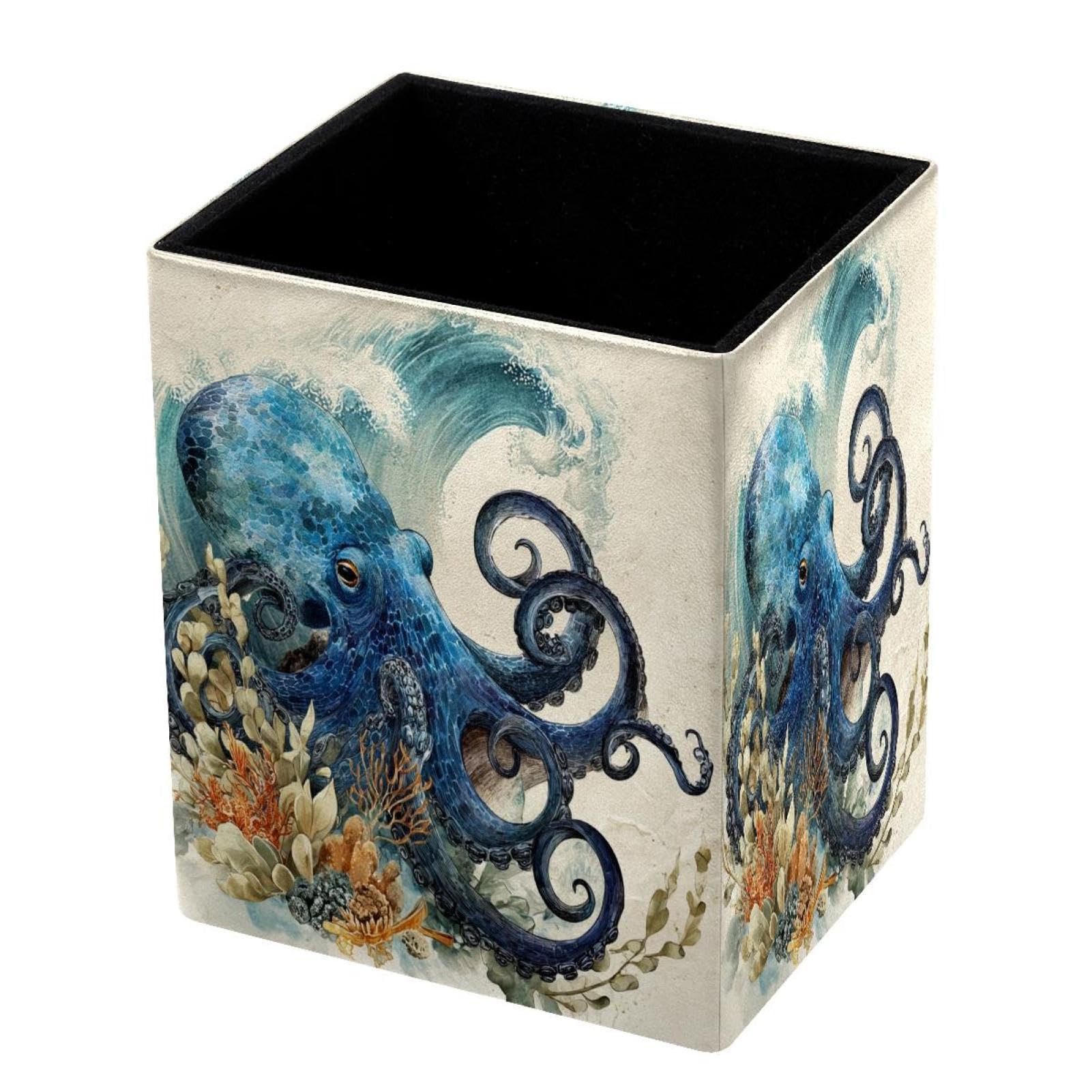 DragonBtu Desktop Pencil Holder, Octopus Rectangular Pencil Cup, Pencil Storage Bag Office Desk Supplies Case for School, Kids