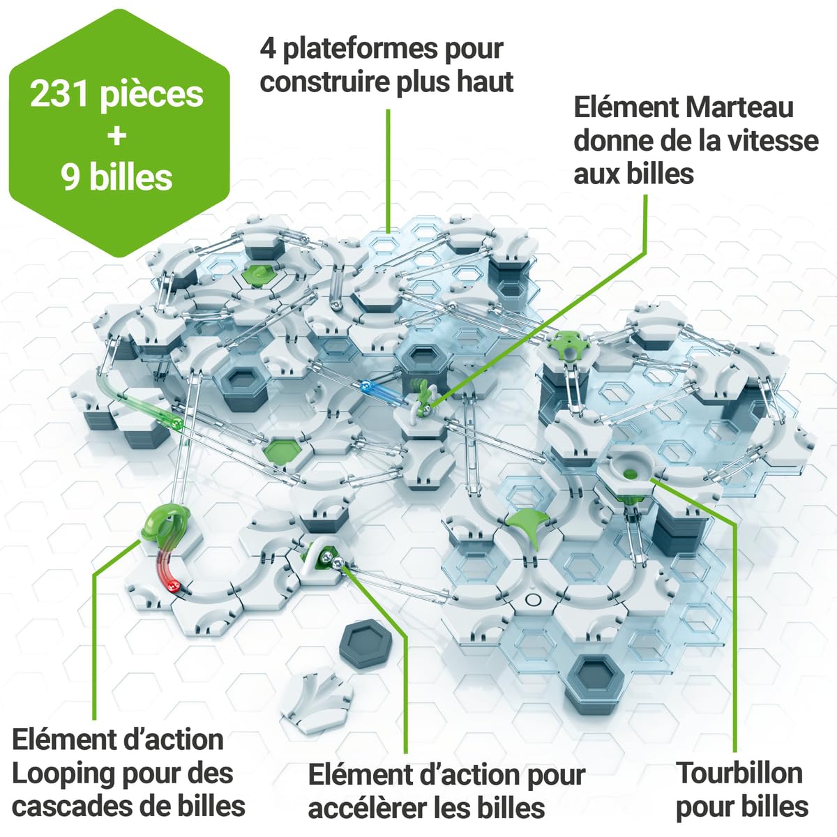 Ravensburger - Gravitrax - Starter Set XXL 242 pièces - Circuit de Billes - Jeu de Construction créatif - Parcours de Billes à Construire - Dès 8 Ans - Version française - 22416