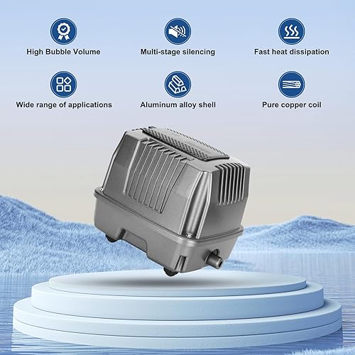 Miniatura 3 de Aireador de estanque  Bomba de aire de tanque séptico  Sistema de aireación de estanque de peces Koi premium  Profundidad aplicable de 0 a 8 pies