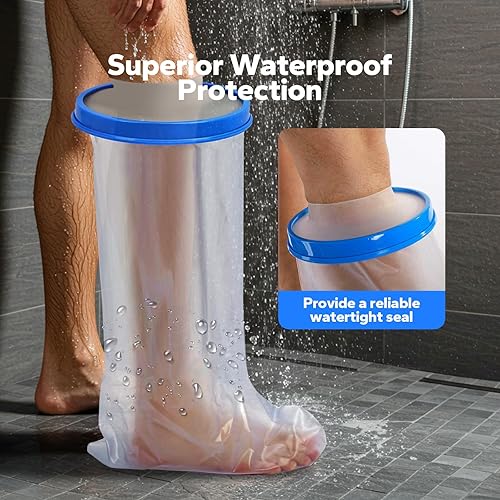 Miniatura 2 de Komoko Fundas de fundición para patas de ducha, cubierta de pierna fundida para ducha, impermeable, reutilizable, mantiene las heridas secas,