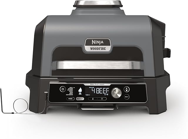 Ninja Woodfire ProConnect XL Grille extérieure & Fumeur, Wifi & Bluetooth, App activé, 7-in-1 Maître Grill, BBQ Fumeur, plein air Air Fryer, Couverture premium incluse, OG901LWC (Version canadienne)