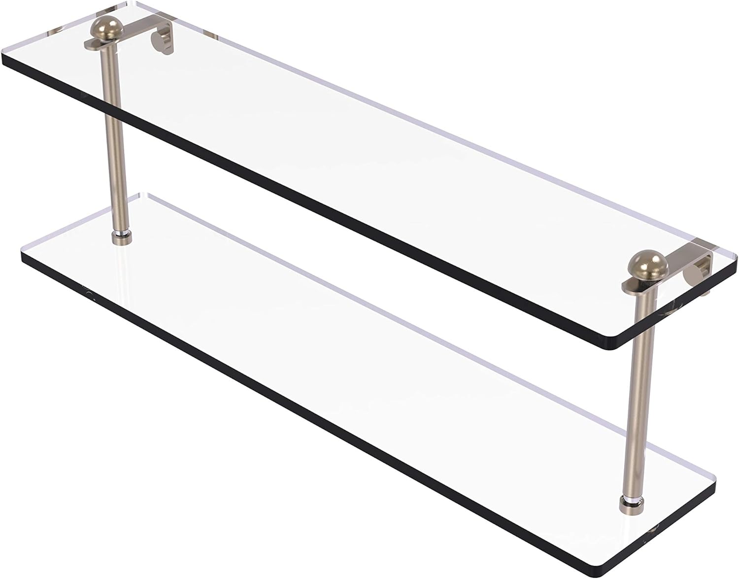 Allied Brass RC-2/22 22 Inch Two Tiered Glass Shelf, Antique Pewter
