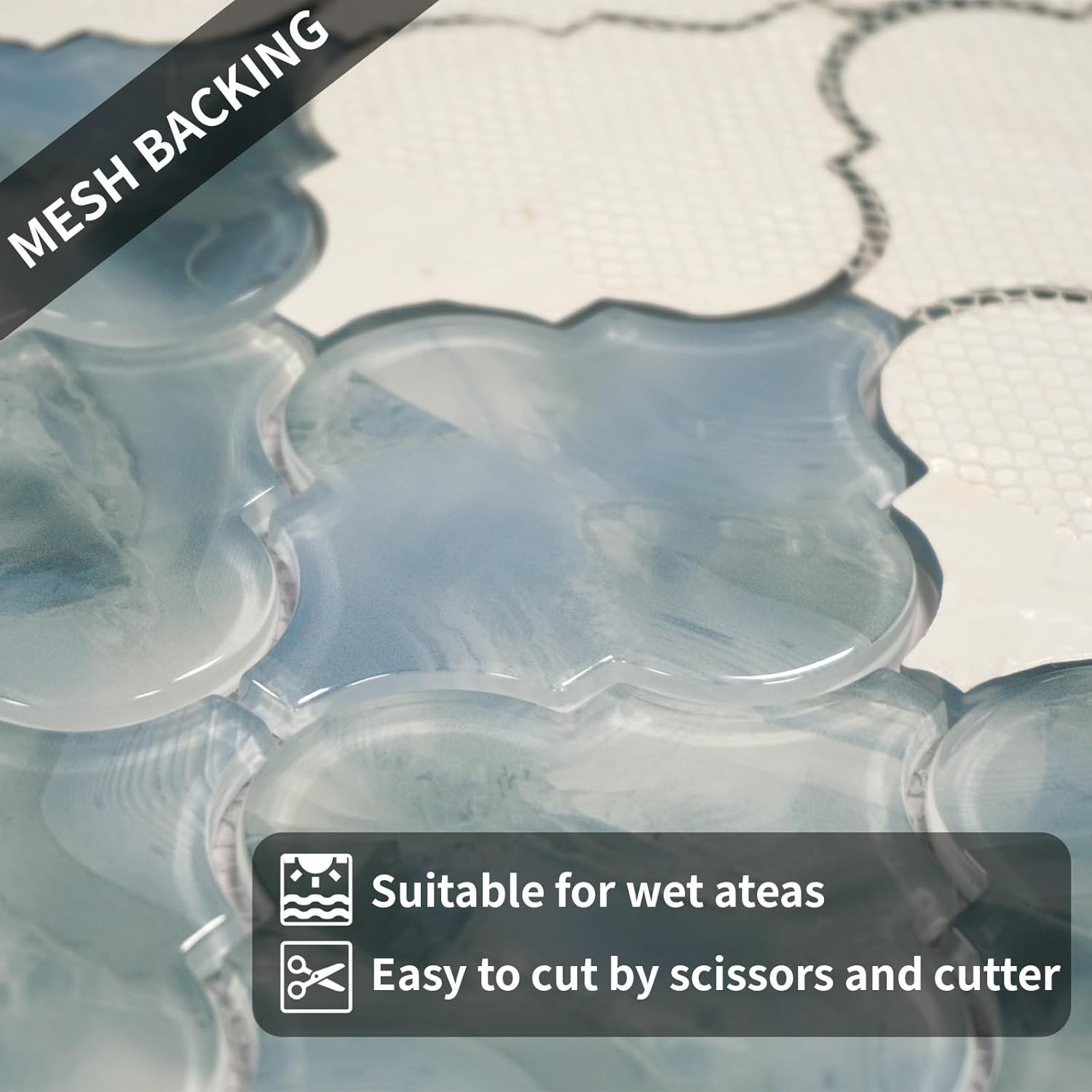 5 Sheets Arabesque Porcelain Tile for Kitchen Backsplash