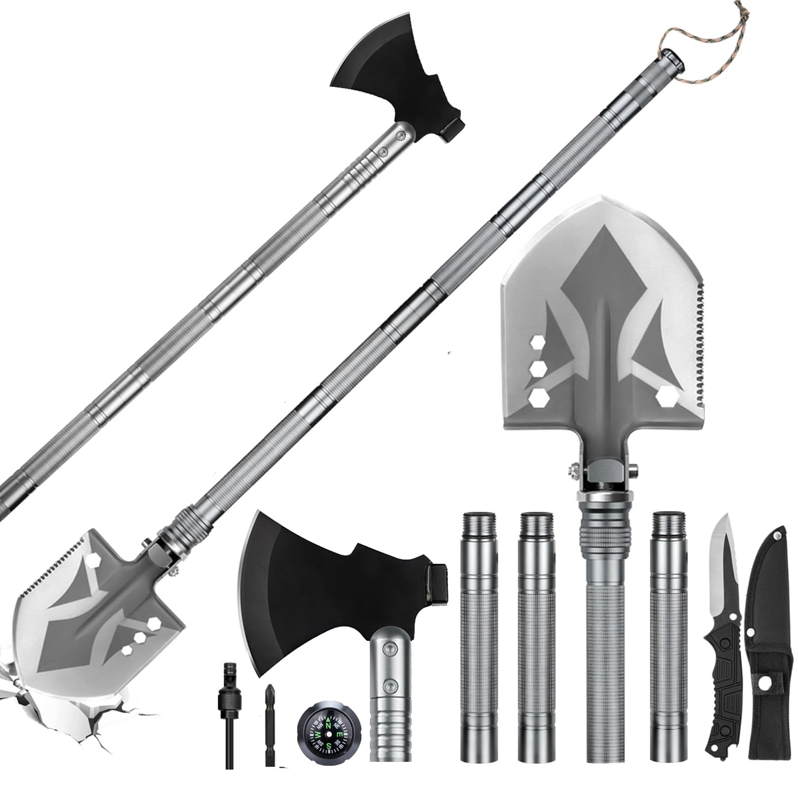 ZENHOSIT Survival Shovel with Camping Axe: Multifunctional