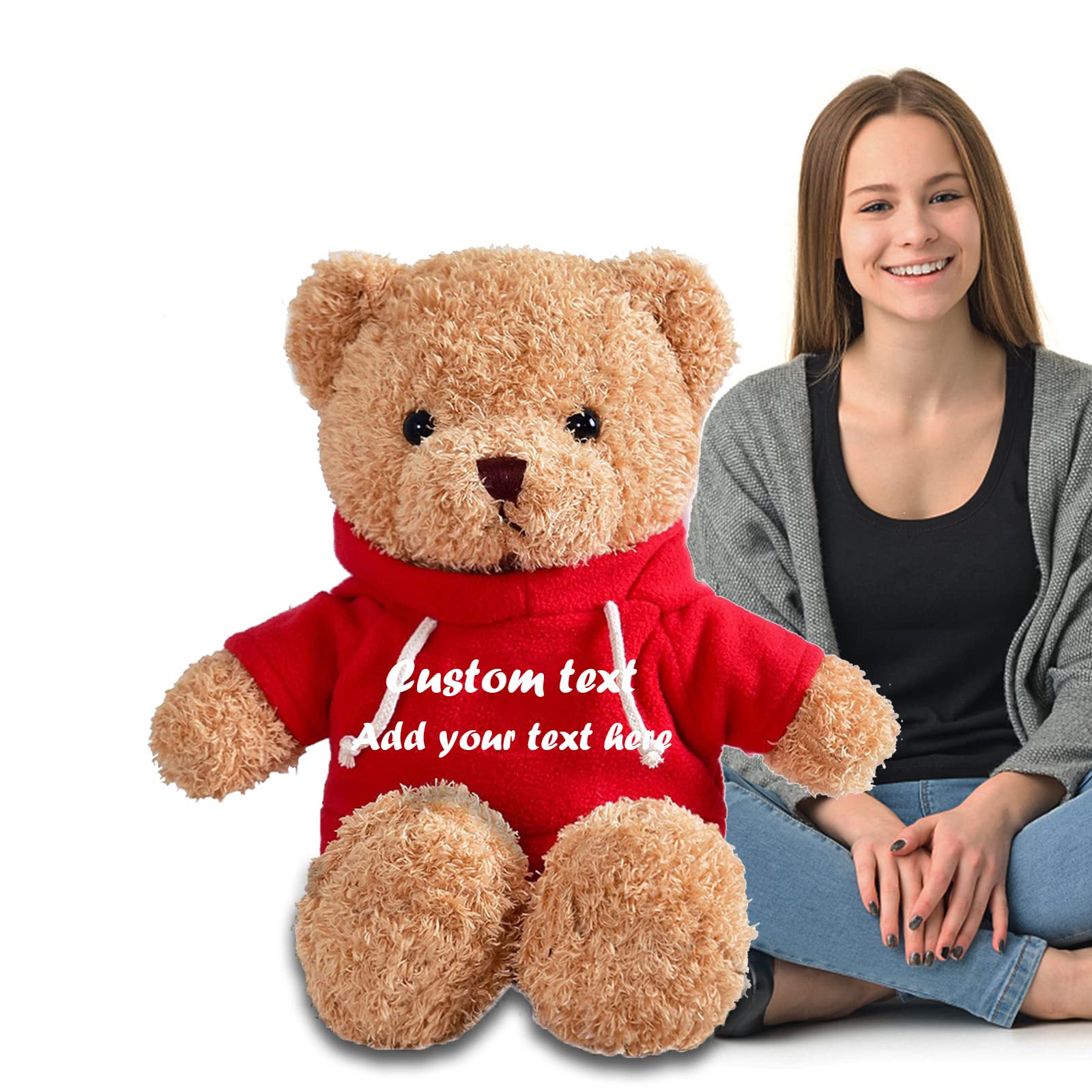 Giant Teddy Bear Stuffed Animal, Personalised Stuffed Bear Plush Toys with Customised Text as Personalised Gifts for Her/Him on Birthday/Graduation (27 inch-Brown 2)