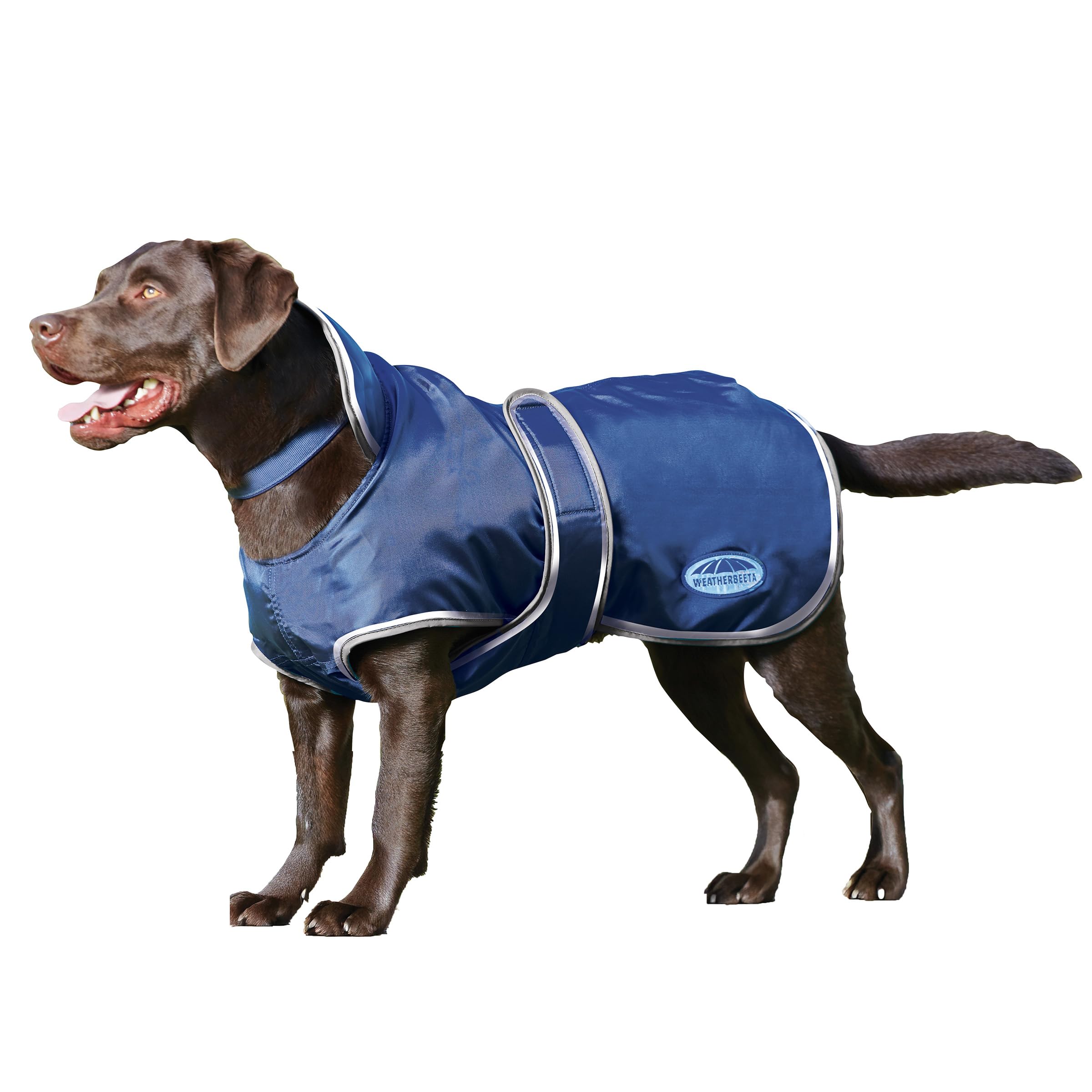 WeatherBeeta ComFiTec Windbreaker 420D Deluxe Dog Coat, Navy/Grey, 12"