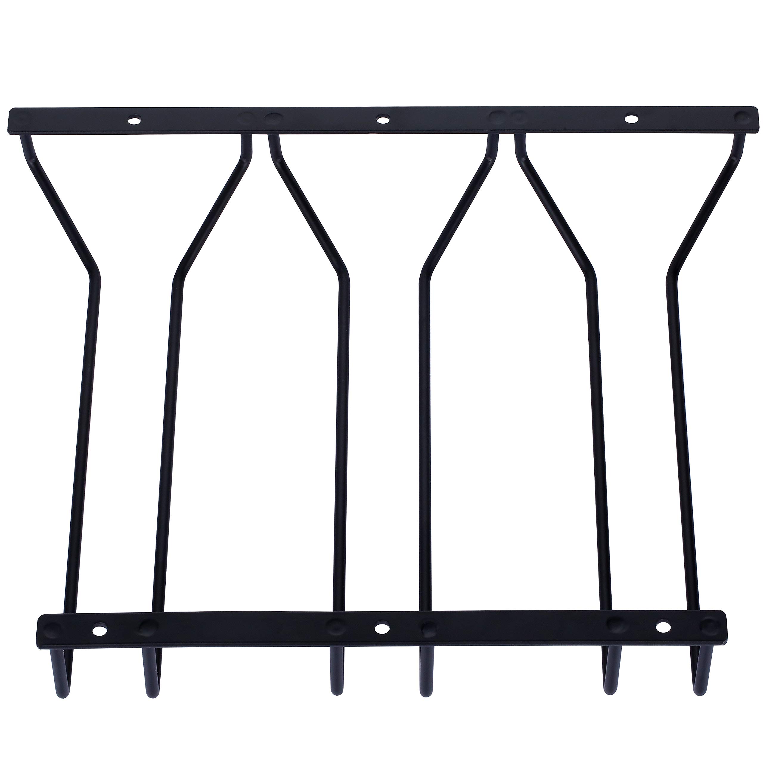 Soporte para copas de vino, soporte para copas de pie, armario de vino, con tornillos, 27 cm, 3 filas, color negro