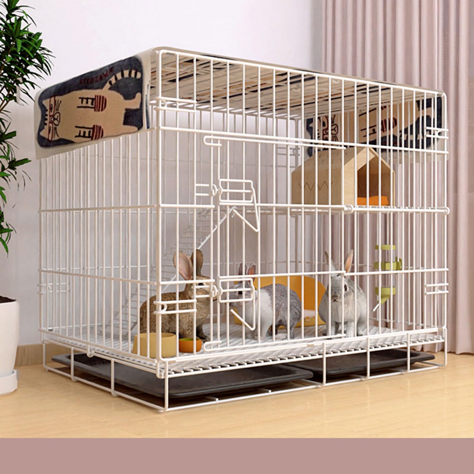 K☆238 GIDK INC 2 Tier Rabbit Cage, Metal Rabbit Cage Indoor with Door and