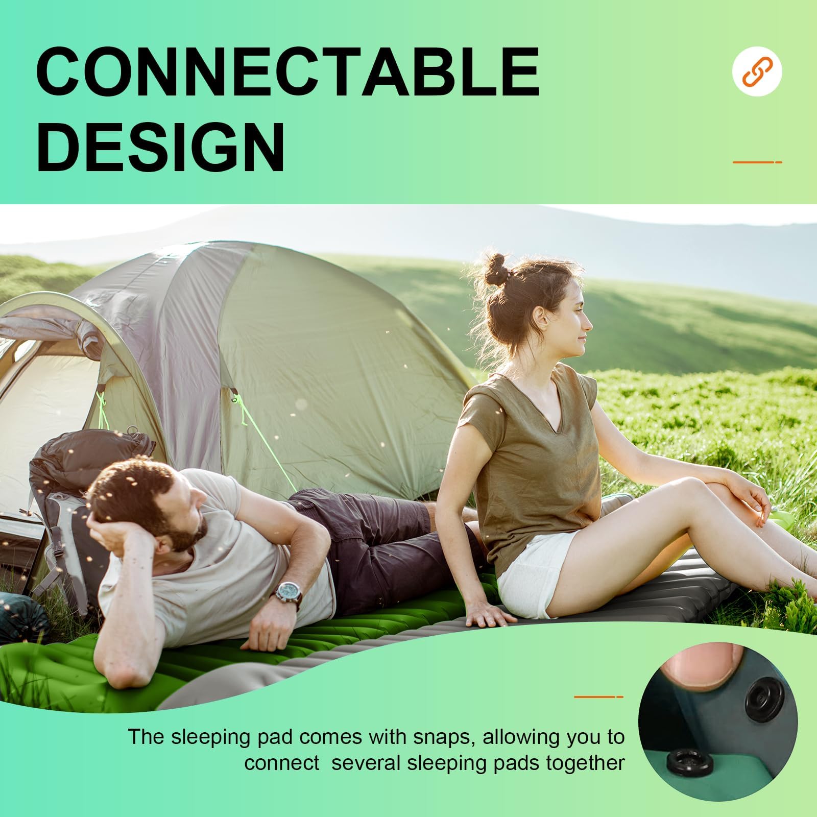 Luftmatratze Camping Ultraleichte Isomatte Camping mit Fußpresse Pumpe, Aufblasbare Matratze für Outdoor Wandern Backpacking Strand, Camping Matratze