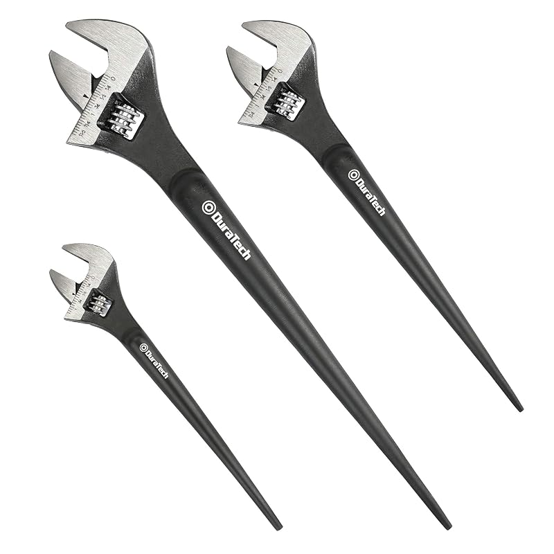 Kit de Chaves Ajustáveis tipo Spud DURATECH em Aço CR-V com Escala SAE e Métrica, 20,3 cm, 25,4 cm e 30,5 cm, 3 peças