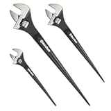 DURATECH 3-Piece Adjustable Construction Spud Wrench Set&comma; 8-inch&comma; 10-inch&comma; 12-inch&comma; Black Oxide Finish&comma; CR-V Steel&comma; SAE and Metric Scale Marked&comma; Alignment Holes and Tail Crowbar Features