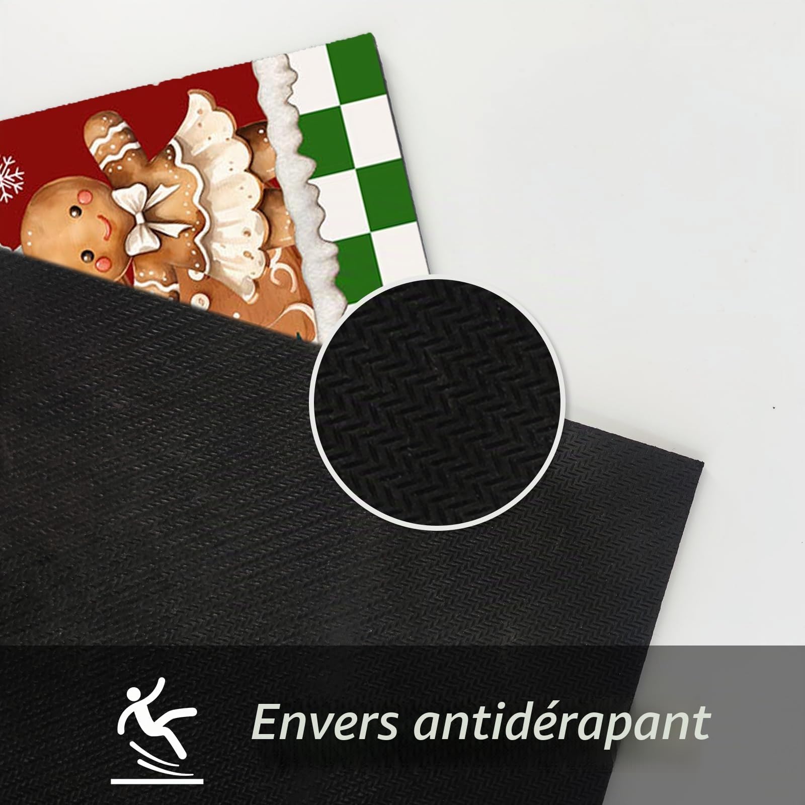 AIBIIN Tapis de cuisine Noël antidérapant caoutchouc bonhomme pain d'épices 40x60 40x120 cm 2 pièces