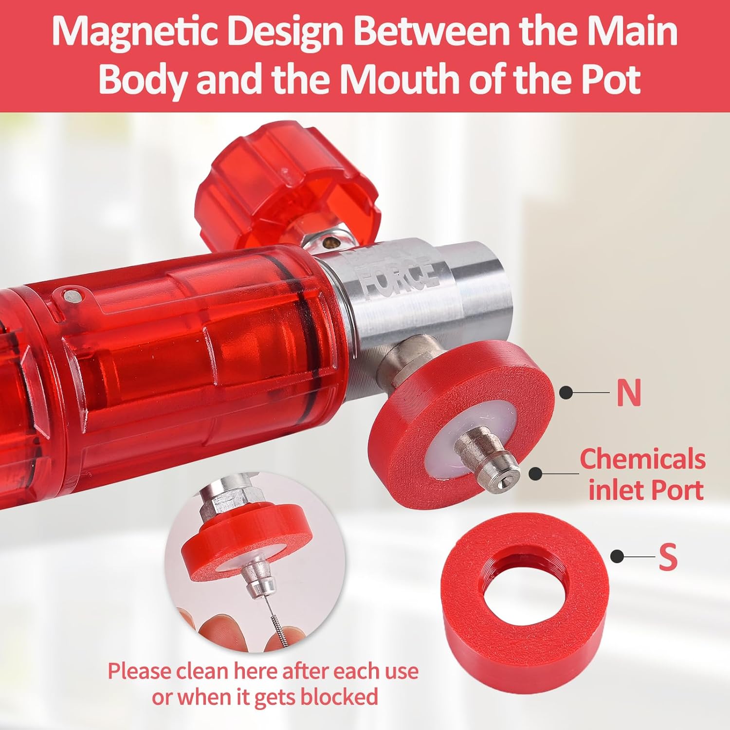 BEAR FORCE Pressure Magnetic Suction Mini Foam Cannon Pro with 1/4 Quick Connector, Pressure Washer 360° Adjustable Snow Foam Lance, Car Wash Soap Dispenser for Thick Foam