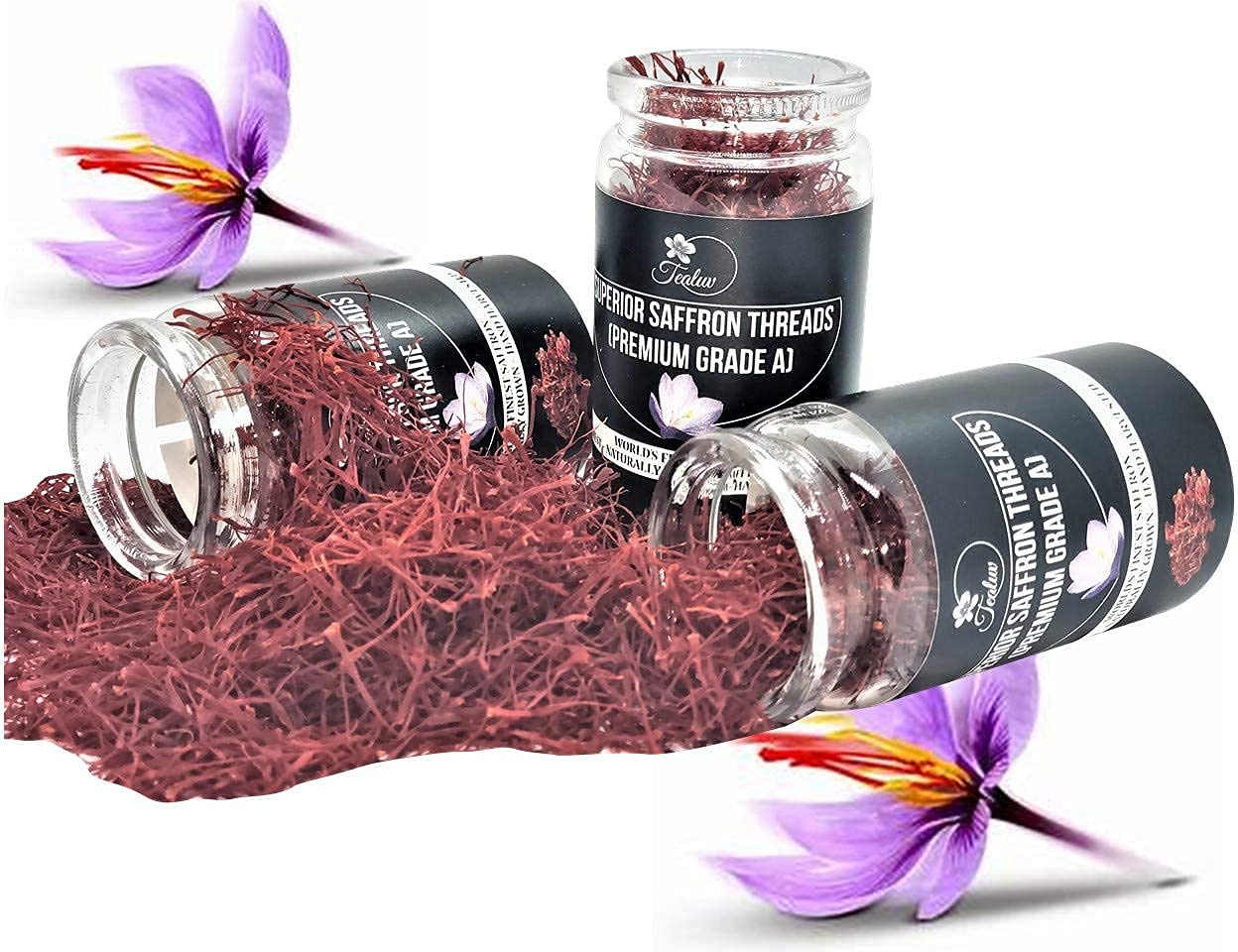 2-Grams TEALUV Saffron Threads, Finest Pure Premium All Red Saffron Threads, Grade A+, Highest Grade Saffron For Tea, Paella, Rice, Desserts, No artificial, No Preservatives