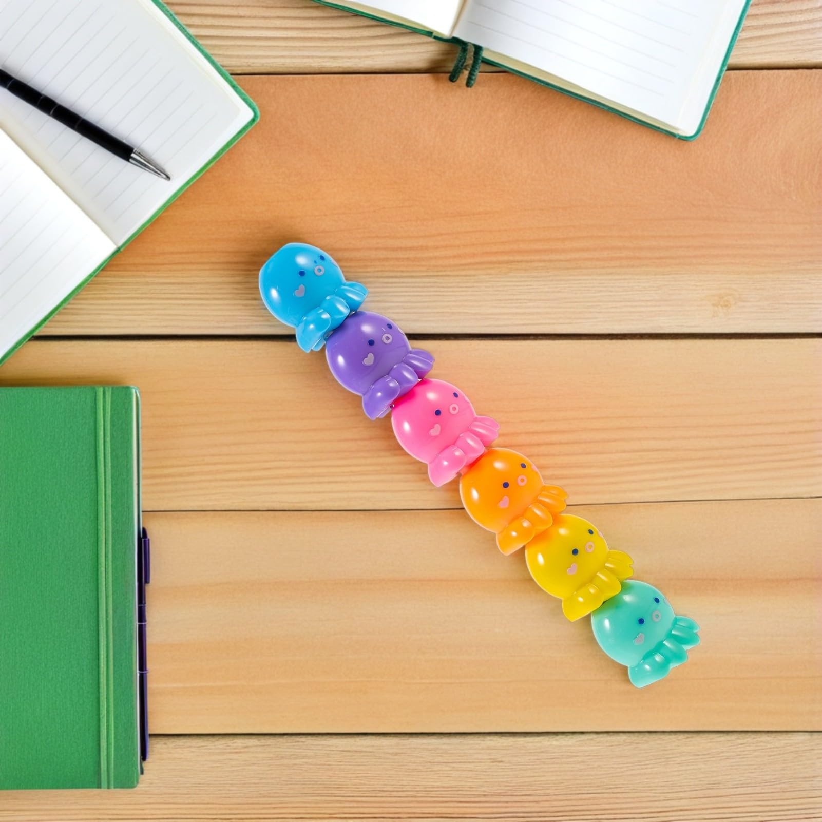 2 Set Evidenziatori Mini Polpo Colorati Impilabili Fluorescenti per Scrittura e Pittura DIY per Studenti