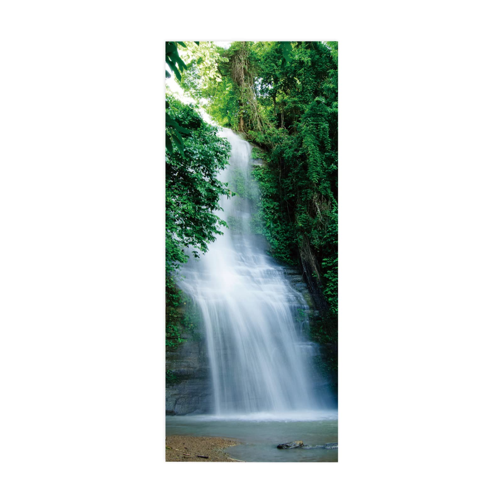 3D Door Sticker Forest Waterfalls W85 x H205 cm Waterproof Mural Vinyl Wall for Interior Doors Livingroom Bedroom Bathroom Office Home Decor