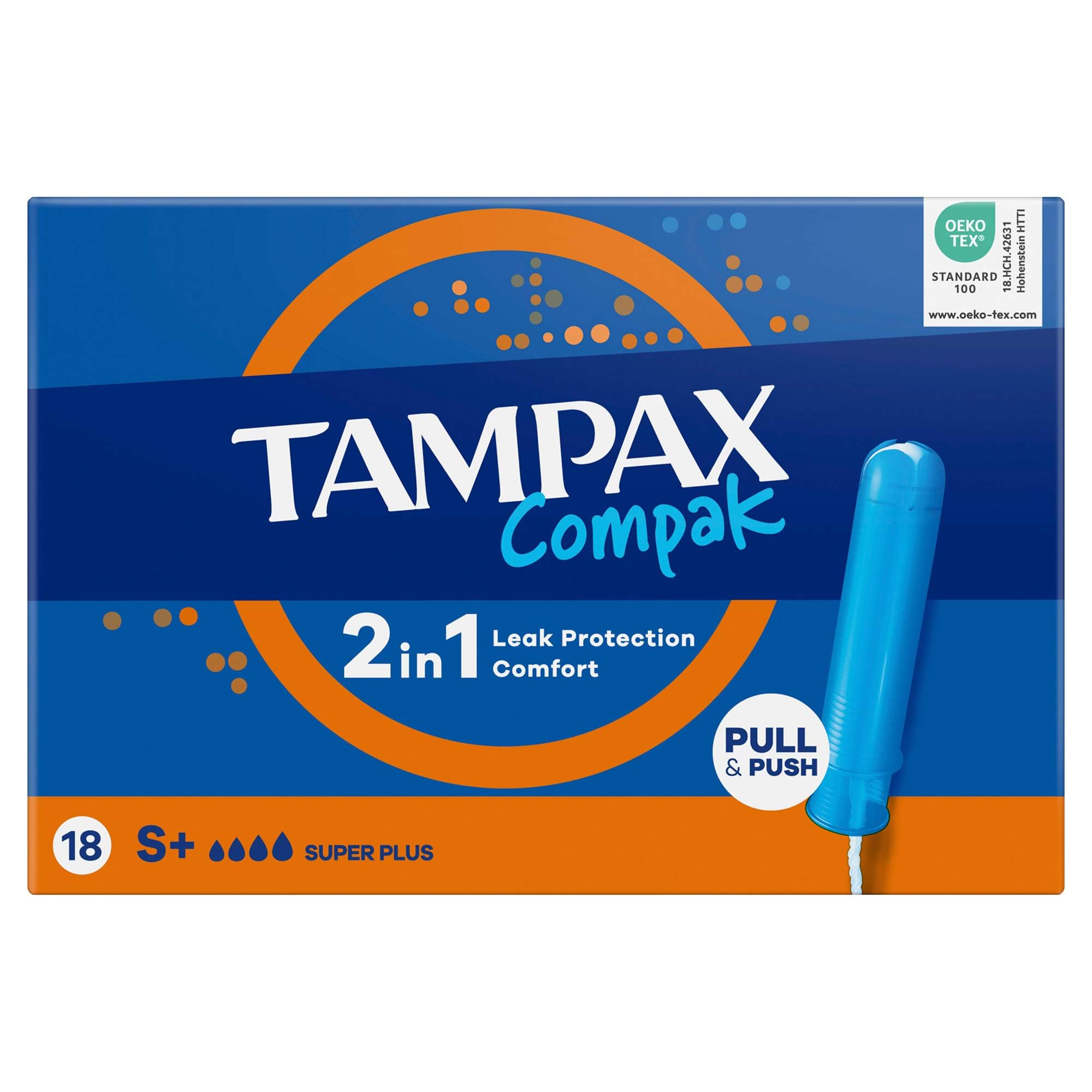 Tampax Compak Super Plus - Tamponi con applicatore, 18 unità, protezione e comfort durante il tuo periodo
