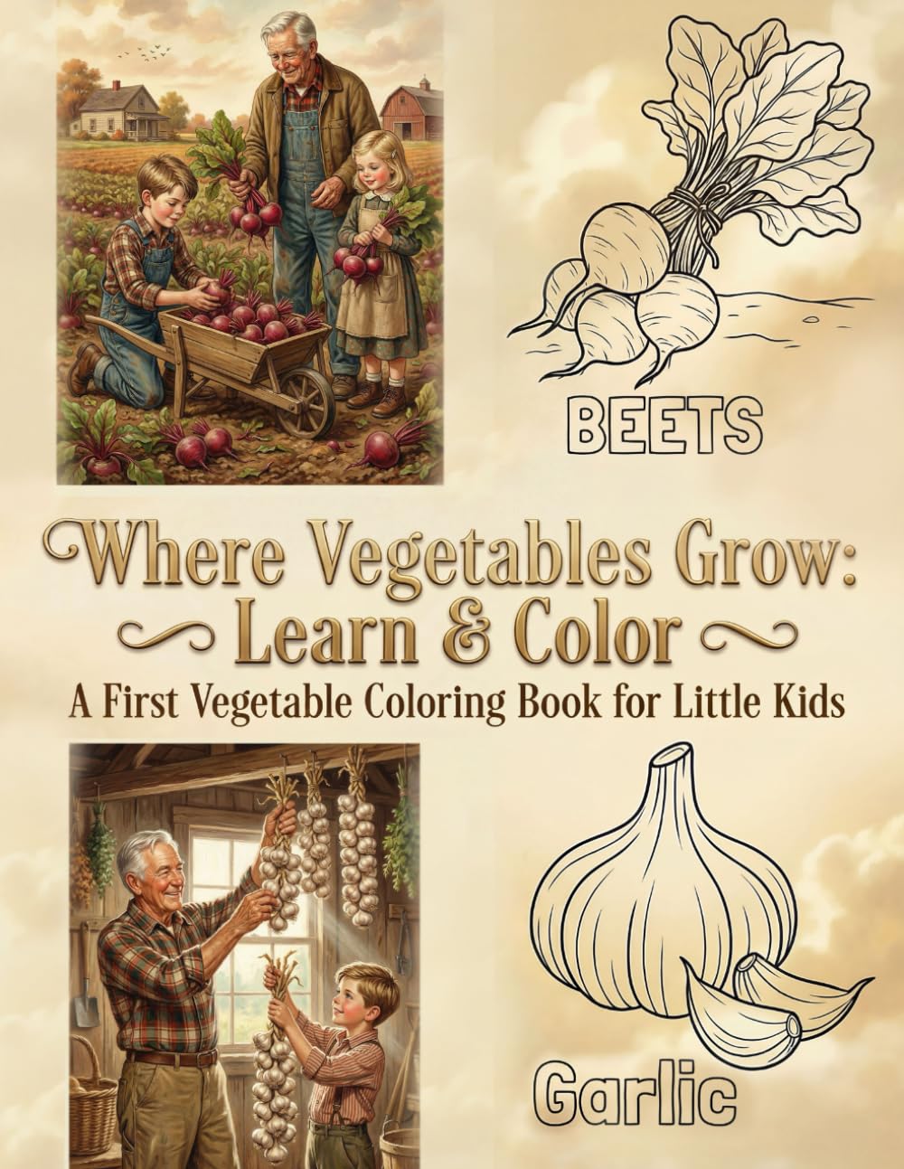 Where is vegetables grow: Learn & Color — A First Vegetable Coloring Book for Little Kids