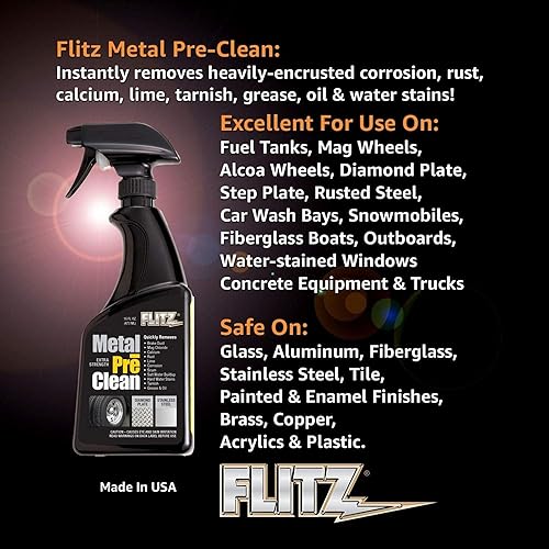 Miniatura 5 de Flitz Metal Pre-Clean  16 onzas de spray limpiador de acero inoxidable fabricado en Estados Unidos  Funciona en aluminio, latón, cobre y más