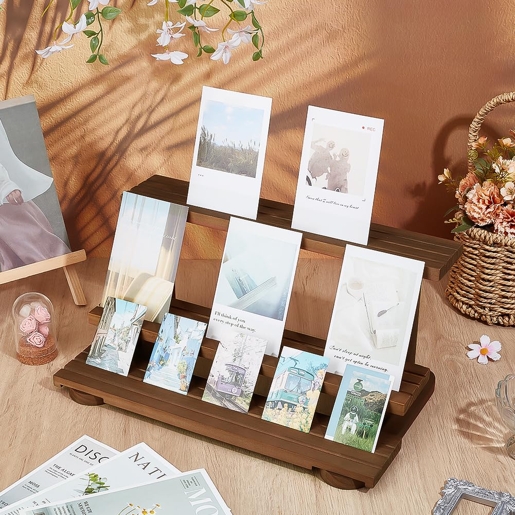 PH PandaHall Wooden Card Display Stand 3-Tier Card Storage Rack Graded Cards Display Shelves Trading Card Holder Removable Jewellery Organizer for Vendor Retail Earrings Showcase Store Retail Selling - Image 4