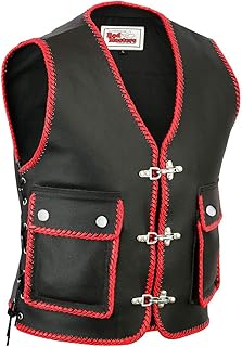 German Wear Leder Motorrad Kutte Karabiner Lederweste Bikerweste Motorradweste geflochten