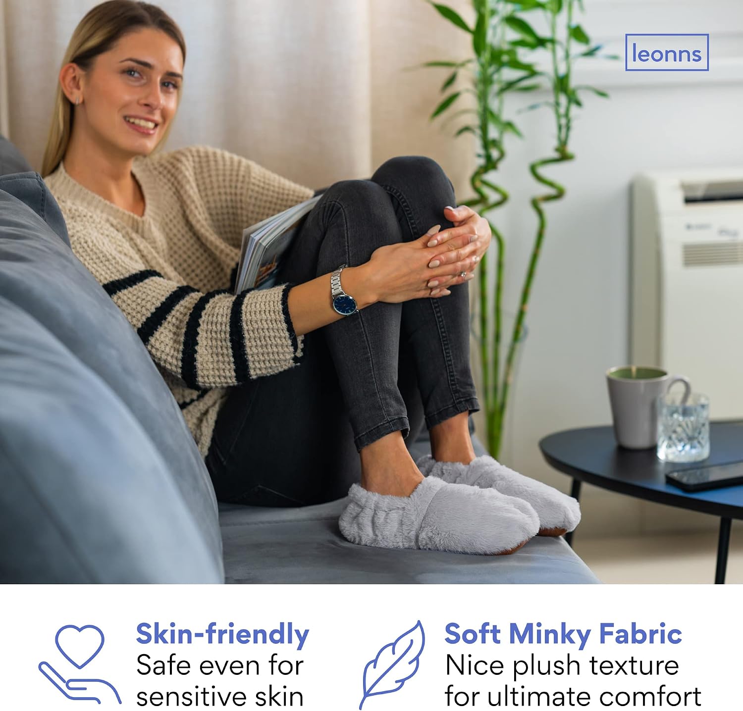 Leonns® Microwavable Slippers - Heated Booties for Women and Men | Heated Foot Warmers for Feet in Bed, Reusable & Cozy Foot Warmer for Bed | Soothing Warmth & Comfort for Cold Feet