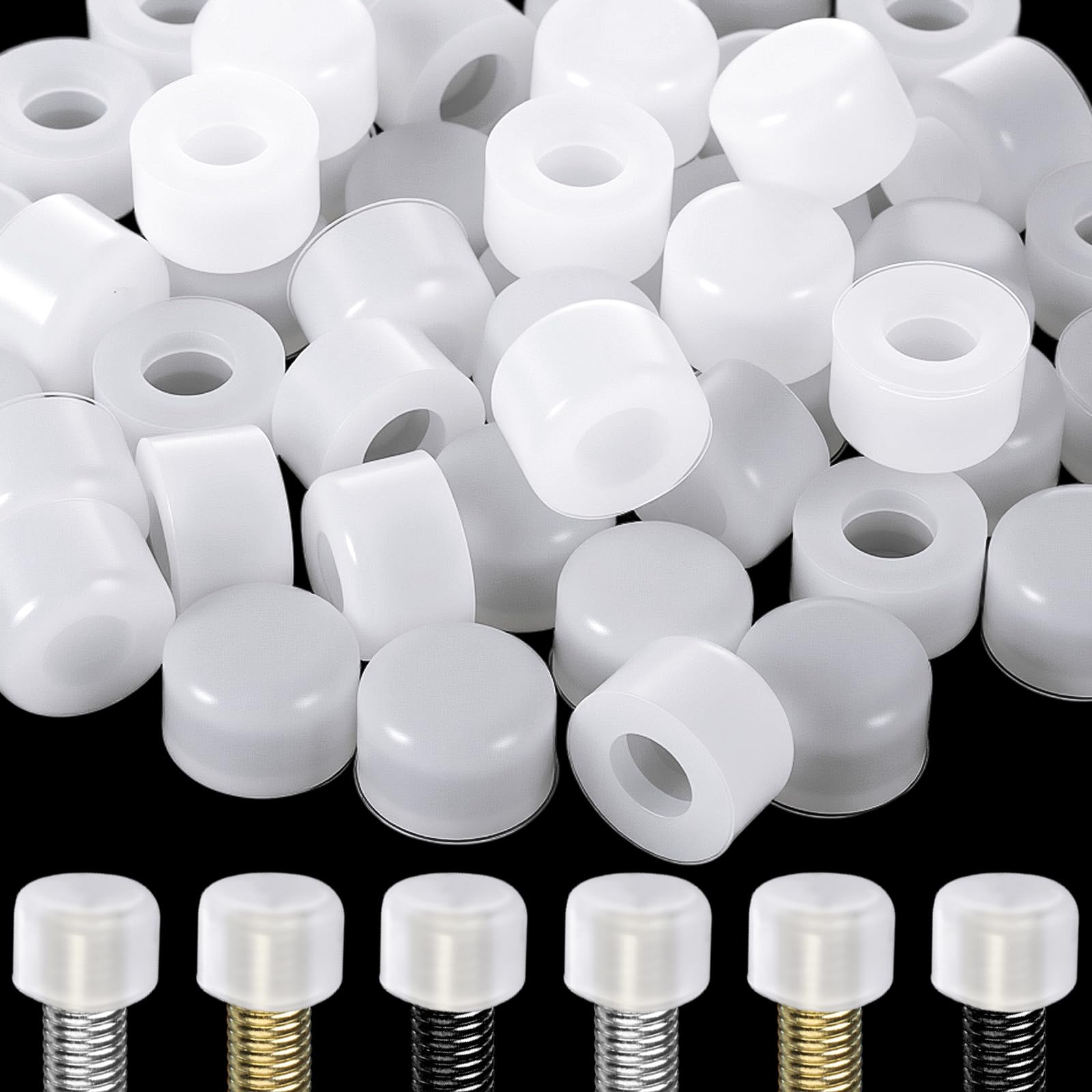 Outus 50 Pcs Rubber Door Stop Bumper Tips Door Stopper Tips Caps 0.32 Inch Doors Stop Stud Replacement Spring Hinge Pin Doors Stops for Wall and Floor