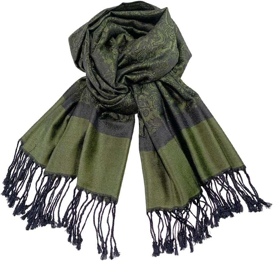Pashmina Shawls and Wraps w/Fringe Two Tone Vintage Jacquard Paisley Rave Scarf for Weddings Festival - Image 6