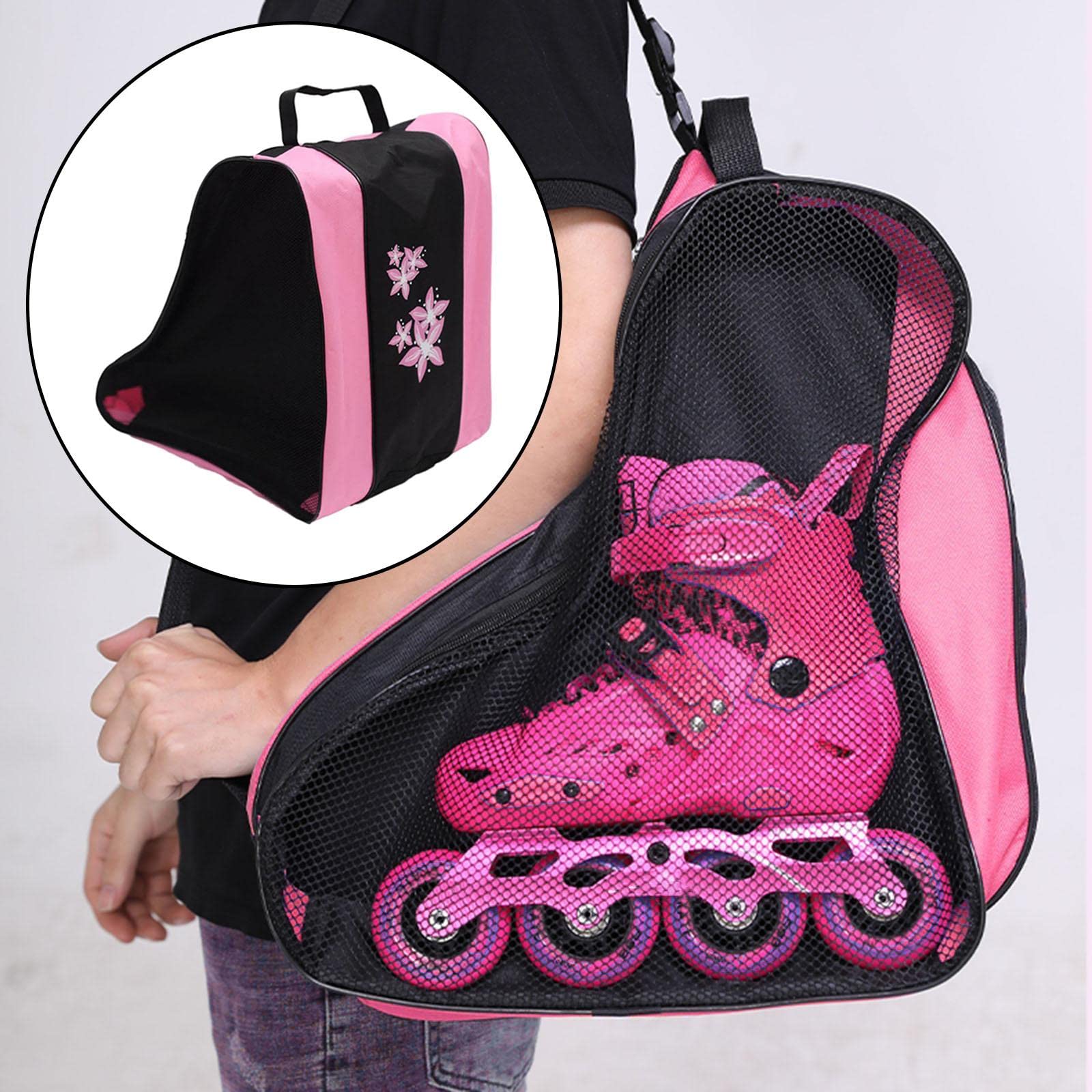 Sac de Patinage à roulettes 40x38x28cm, Sac Roller Sac pour Patins à Glace Skate Bag, Sac à Patins à roulettes avec Sangle Réglable, Sacs à Patins, Sac Chaussure de Ski pour Adultes