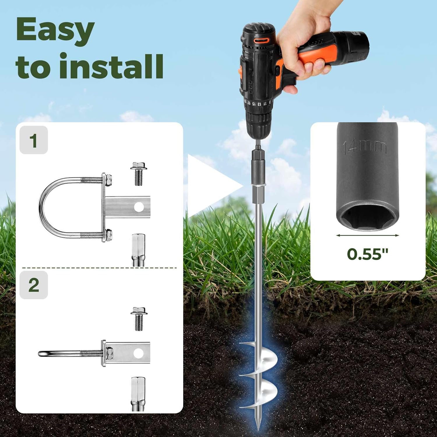 Kingsyard Trampoline Stakes, 18 Total Length Set of 4 Multi-Purpose Ground Anchors Heavy Duty, Fully Welded Mobile Home Anchors, Shed Anchor Kit for Swing Sets, Carports Kingsyard Trampoline Stakes, 18 Total Length Set of 4 Multi-Purpose Ground Anchors Heavy Duty, Fully Welded Mobile Home Anchors, Shed Anchor Kit for Swing Sets, Carports