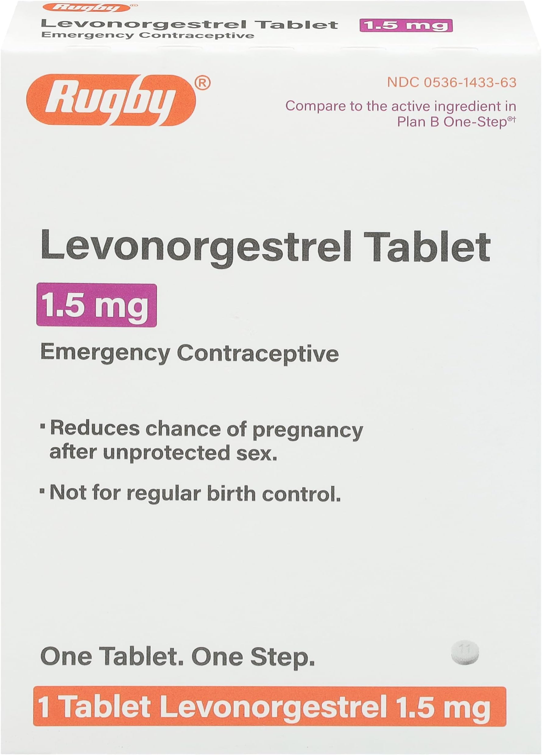 Rugby Levonorgestrel 1.5mg Tablet - Emergency Contraceptive Tablet for Women - One Count and One Step - (Pack of 5)