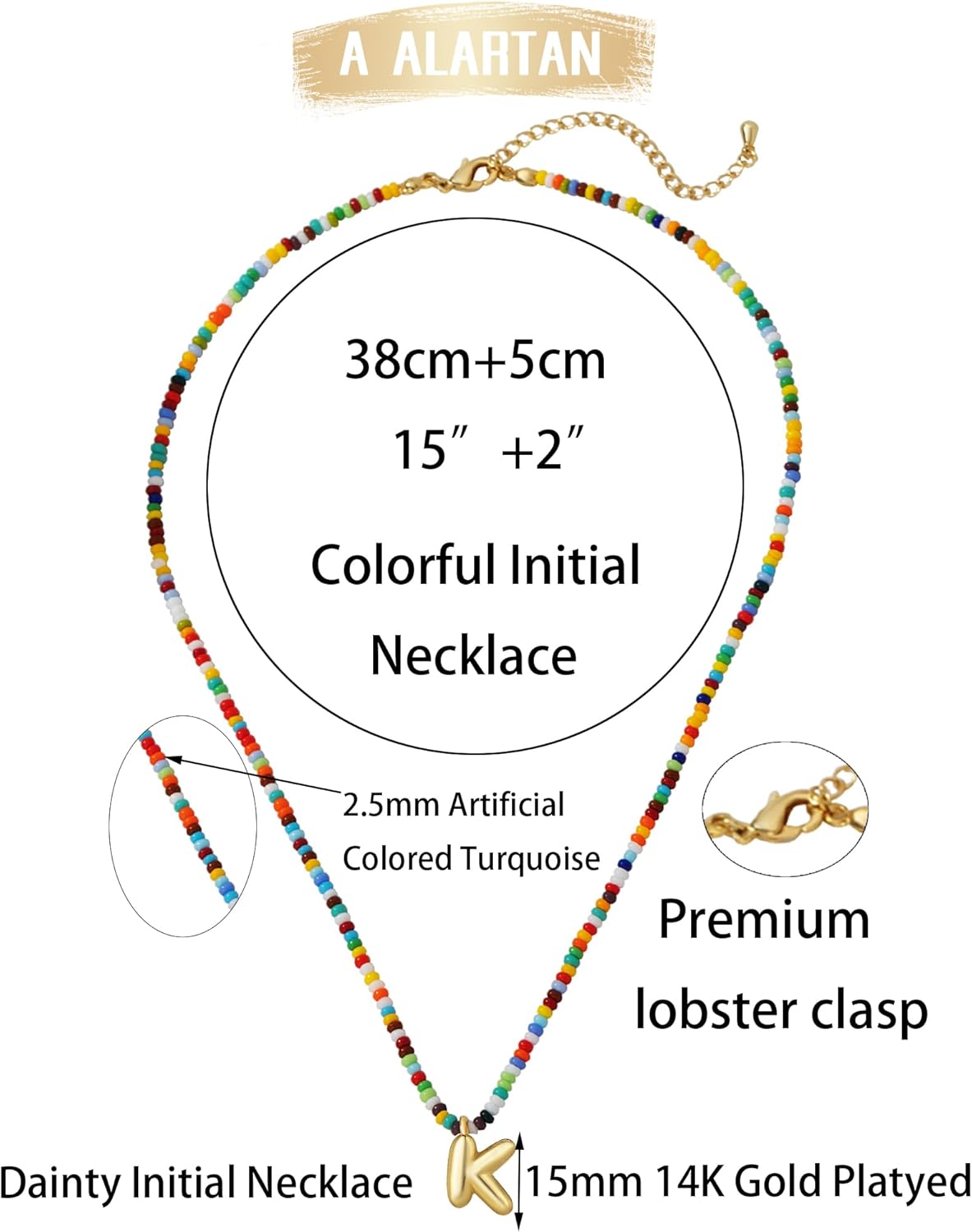 Initial Necklace for Women Cute Colorful Beaded Charm Necklaces Bohemian Colorful Letter Necklaces Personalized Bubble Necklace Trendy Choker for Women Jewelry Gift - Image 5