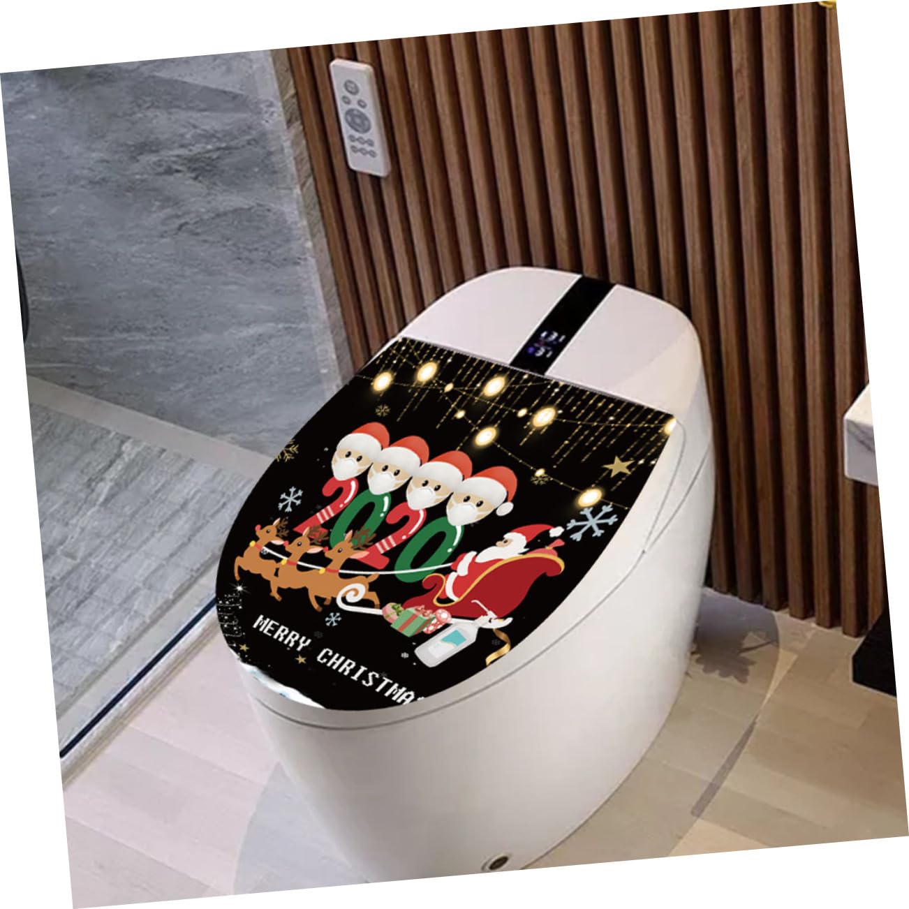 Alipis Cartoon Christmas Stickers 2pcs Wall Decals Self-Adhesive for Toilet Window Xmas Decor