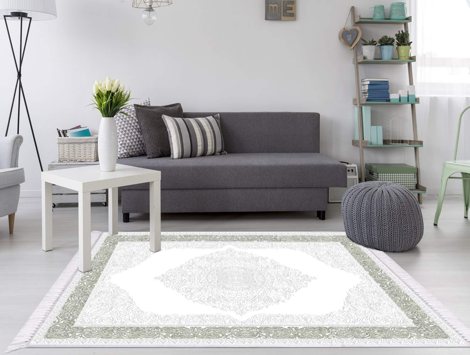 Homemania HALI-99566 Printed Rug Oval 1 Print, Modern, Multi-Colour, Fabric, 80 x 120 x 0.1 cm