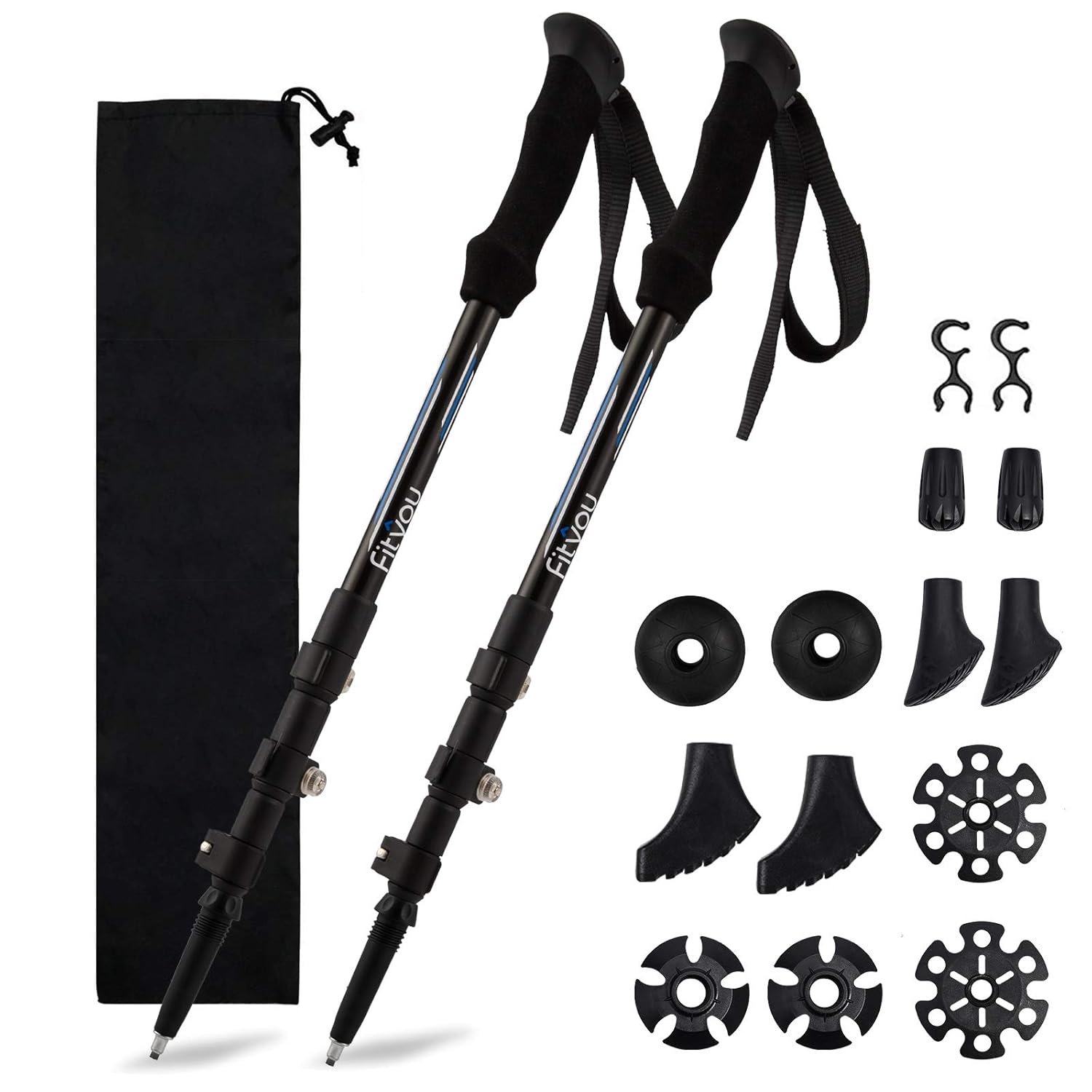 Fityou Nordic Walking Trekking Poles 2 Pack Aluminum Metal Stick with