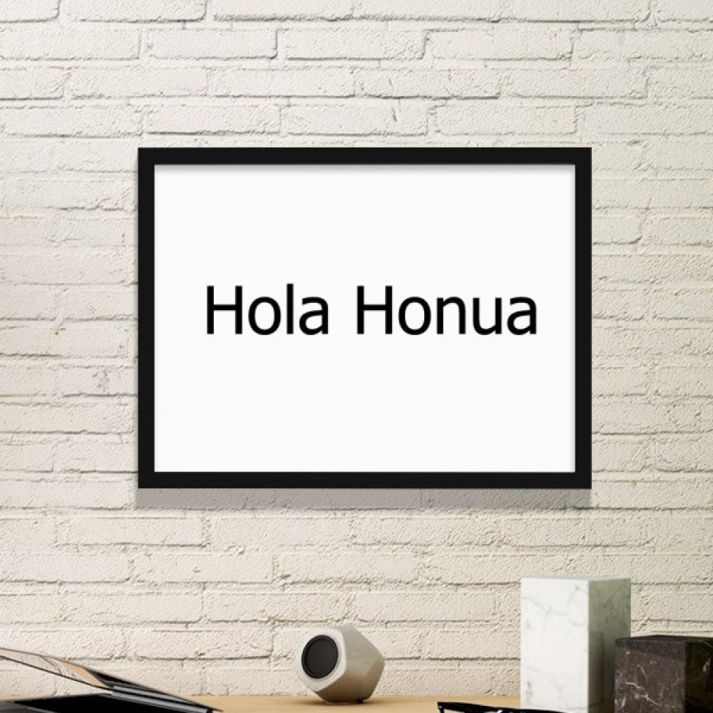 Stickers muraux Bonjour Tout Le Monde hawaïenne avec petit cadre noir