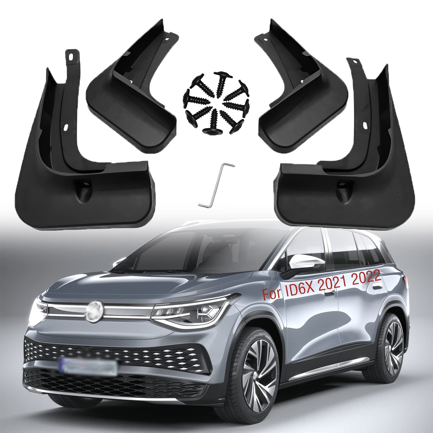 YYinno Mud Flaps Kit for 2021 2022 Volkswagen VW ID.6 ID6X ID6 Mud Flap Splash Guard Accessories Front and Rear 4pcs Set