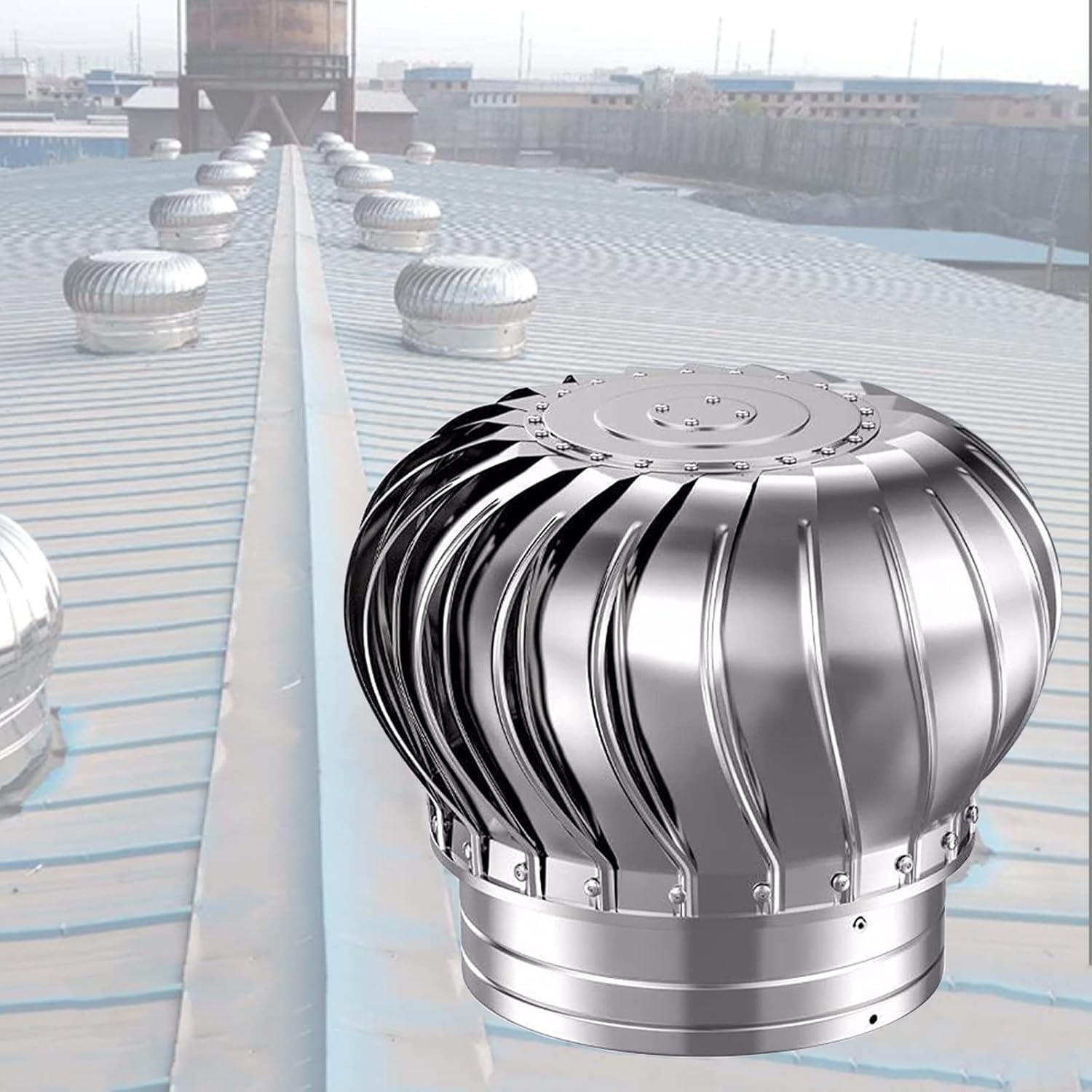 DUYULIANG Roof Wind Turbines Cap Vent Round, Stainless Steel Exhaust Cap Roof Flue